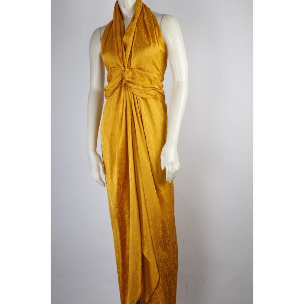 Johanna Ortiz Vastness of the Sea Orange Silk Halter Dress Size 2 Maxi Backless